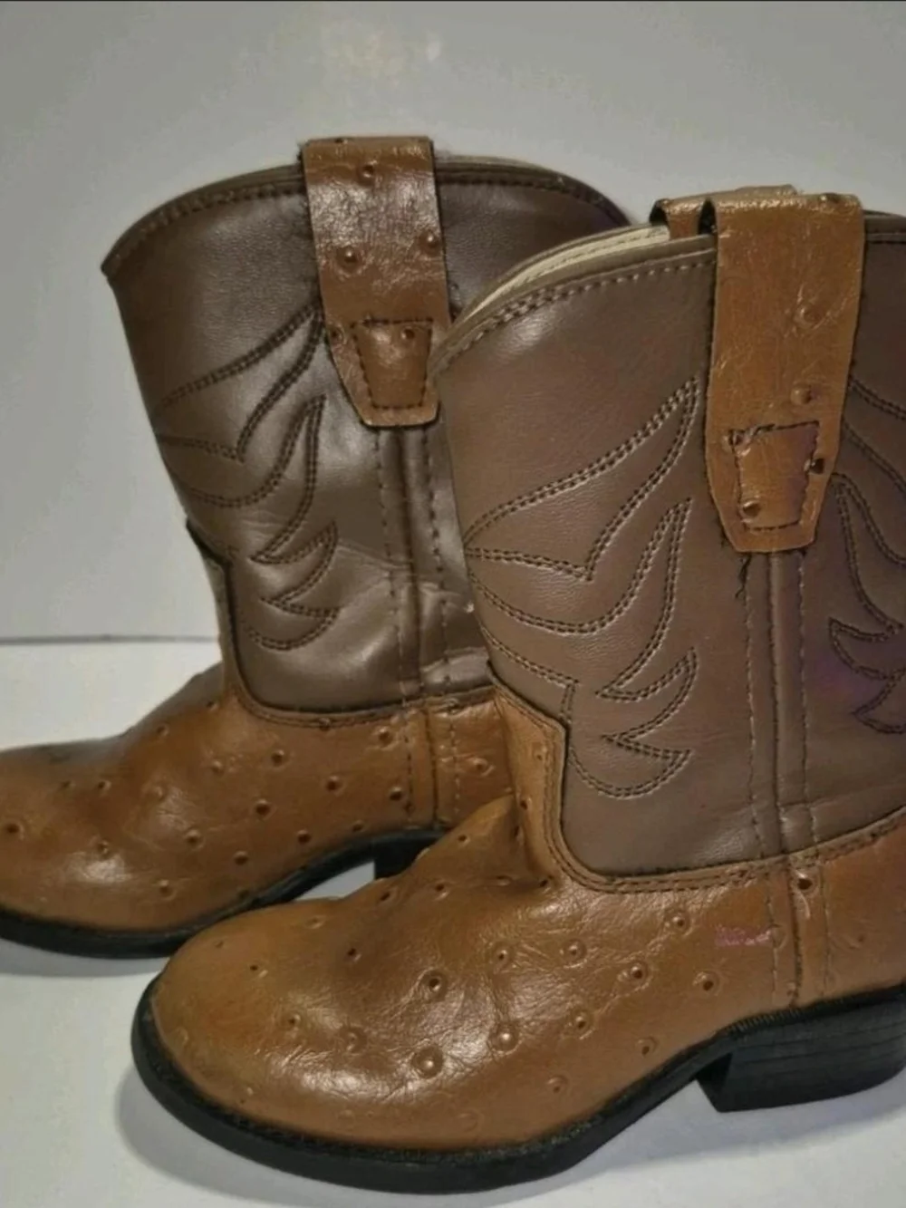 Old West Two-Tone Brown Kids Western Boots